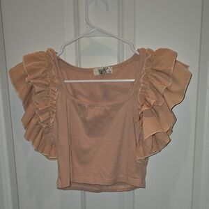 Julia Ruffled Sleeve Peach Top